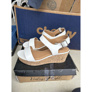 Vintage 78 Andrea Peep Toe Wedge High Heels Buckle Sandals Platform Strap Shoes